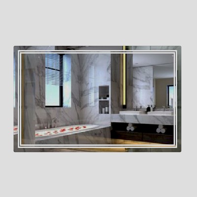JM-1276 Rectangle LED Frosted Mirror with Demister